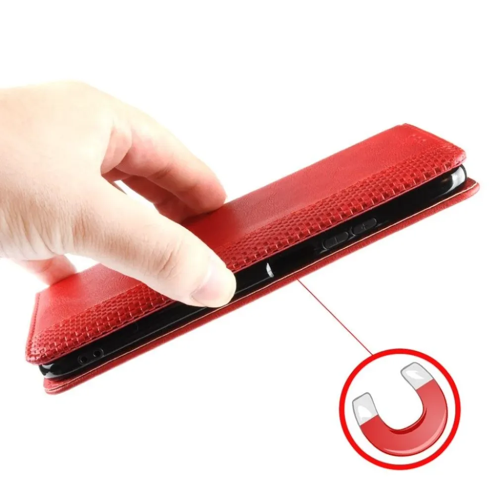 Bofink Étui en cuir vintage Motorola Moto E7 Plus - Rouge