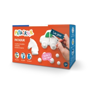 Boite Mes jeux de 2X80G de Pâte à Modeler autodurcissante avec notice pour fabriquer une voiture