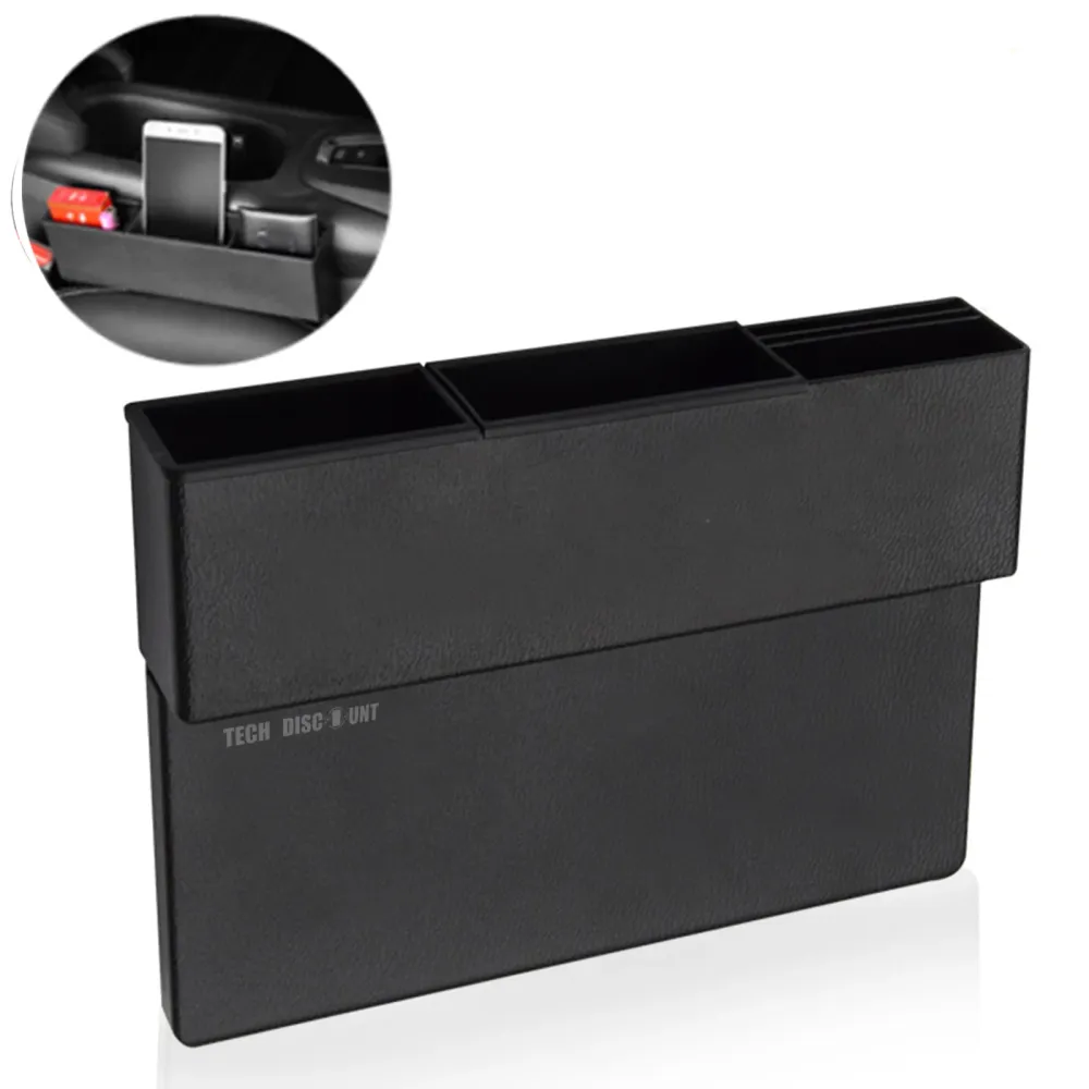 TD® boite de rangement plastique enfant compartiment siège voiture organisateur espace téléphone clés carte véhicule noir...