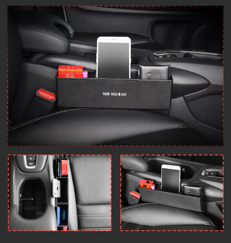 TD® boite de rangement plastique enfant compartiment siège voiture organisateur espace téléphone clés carte véhicule noir...