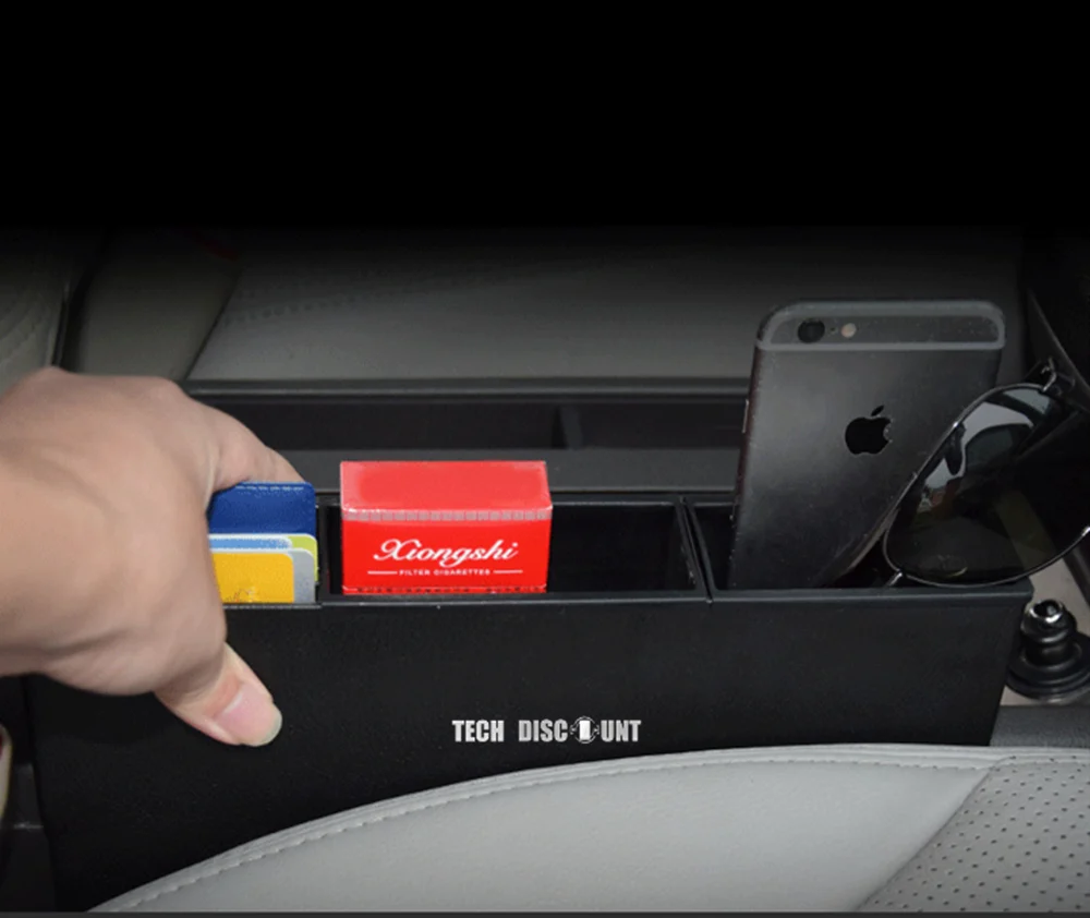 TD® boite de rangement plastique enfant compartiment siège voiture organisateur espace téléphone clés carte véhicule noir...