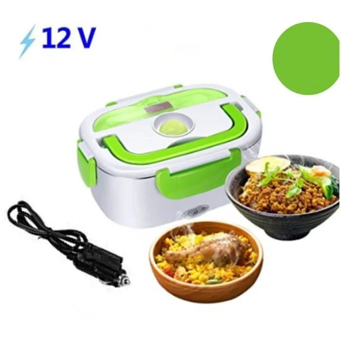 TD® Boîte à Déjeuner Électrique Chauffante Lunch Box Voiture/Pratique et portable / Réchauffage Déjeuner en Voiture / Vert...