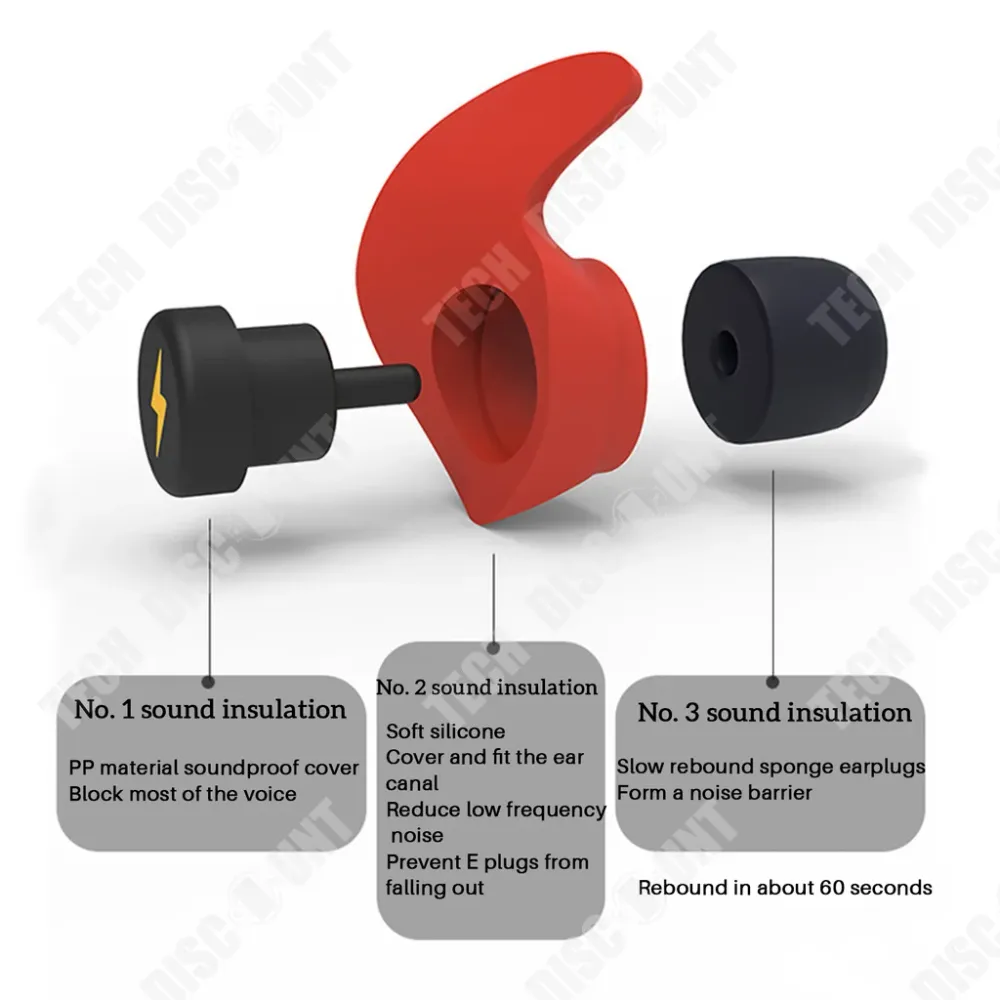 TD® Bouchon d'oreille pour dormir - anti bruit - thermoformés personnalisés - réduction de bruit 31dB - chantier natation...