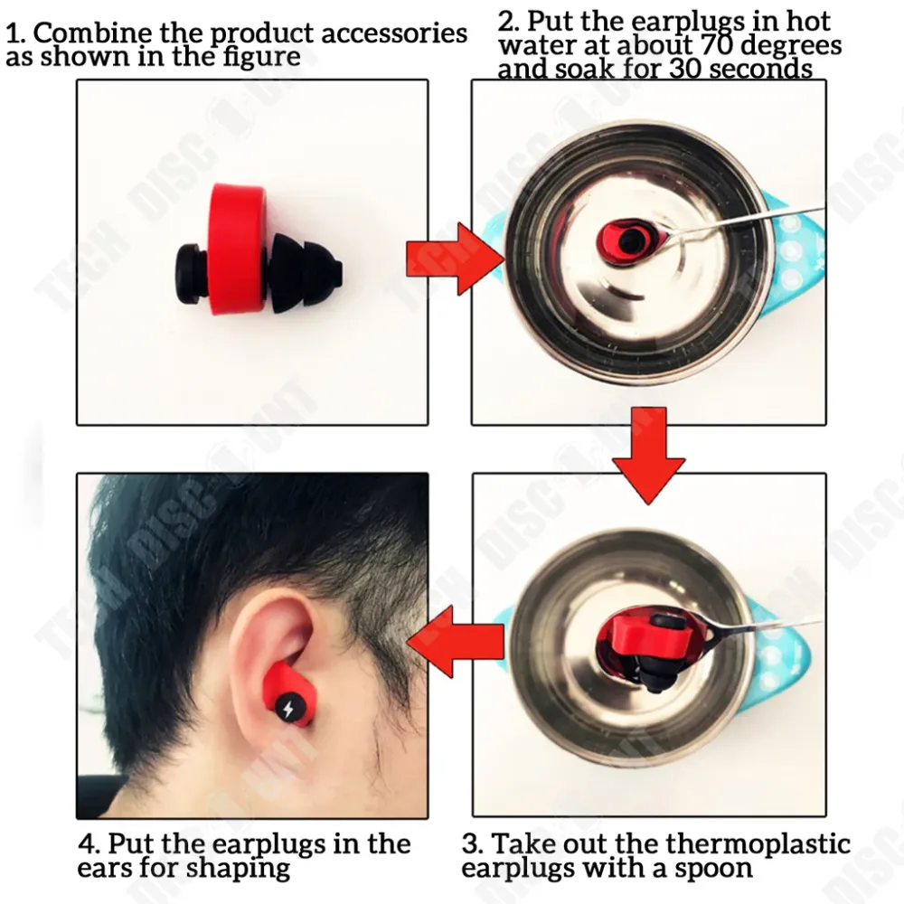 TD® Bouchon d'oreille pour dormir - anti bruit - thermoformés personnalisés - réduction de bruit 31dB - chantier natation...