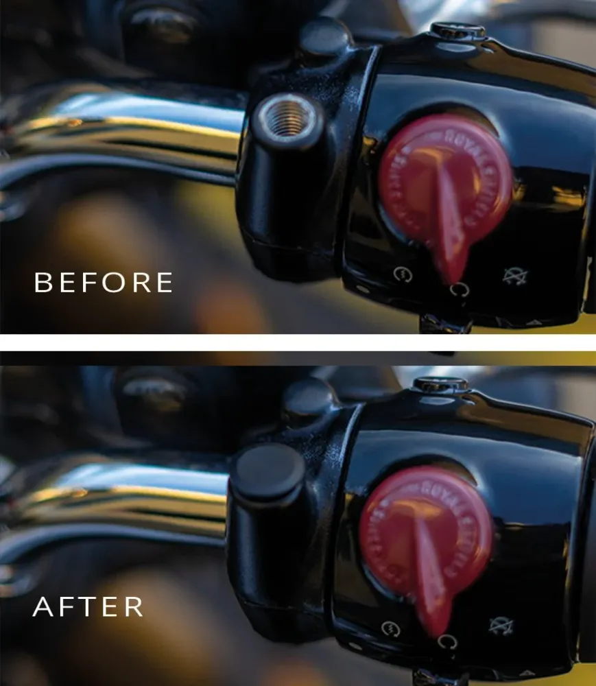Bouchons de Trou de Miroir Moto Universels en Aluminium Noir CNC – Cafe Twin