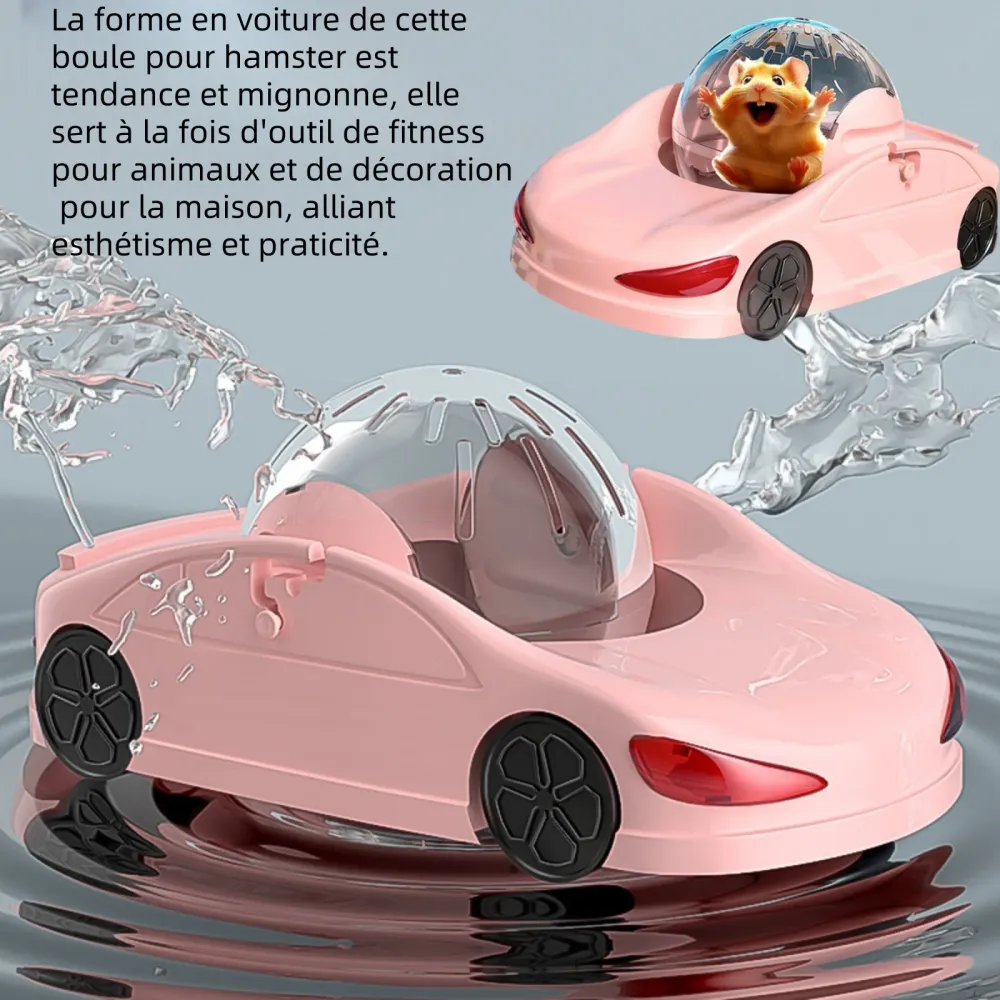 Boule hamster en forme de voiture rose multifonctionnel 29x16cm hamster exercice ball balle d'exercice pour hamster hamste...