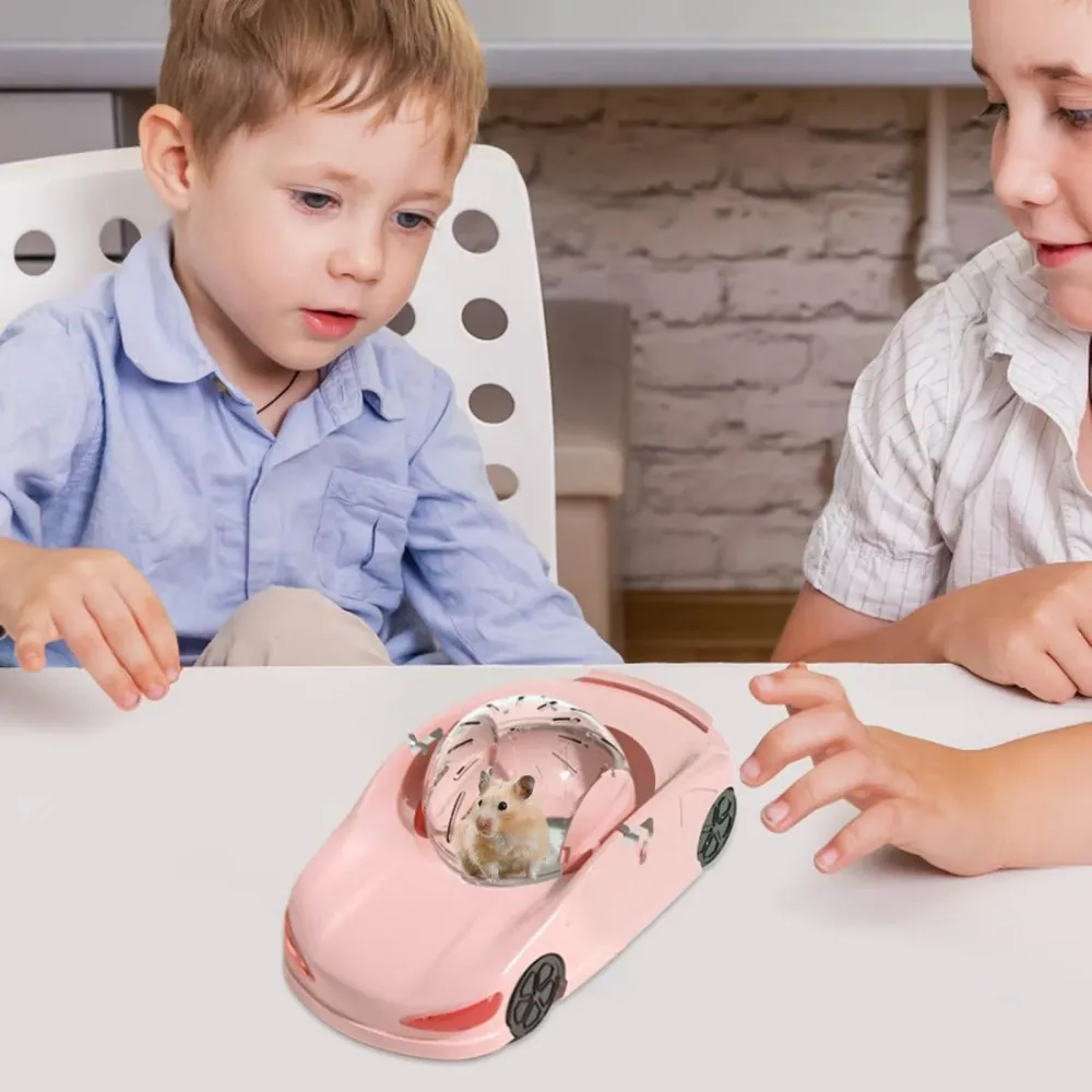 Boule hamster en forme de voiture rose multifonctionnel 29x16cm hamster exercice ball balle d'exercice pour hamster hamste...