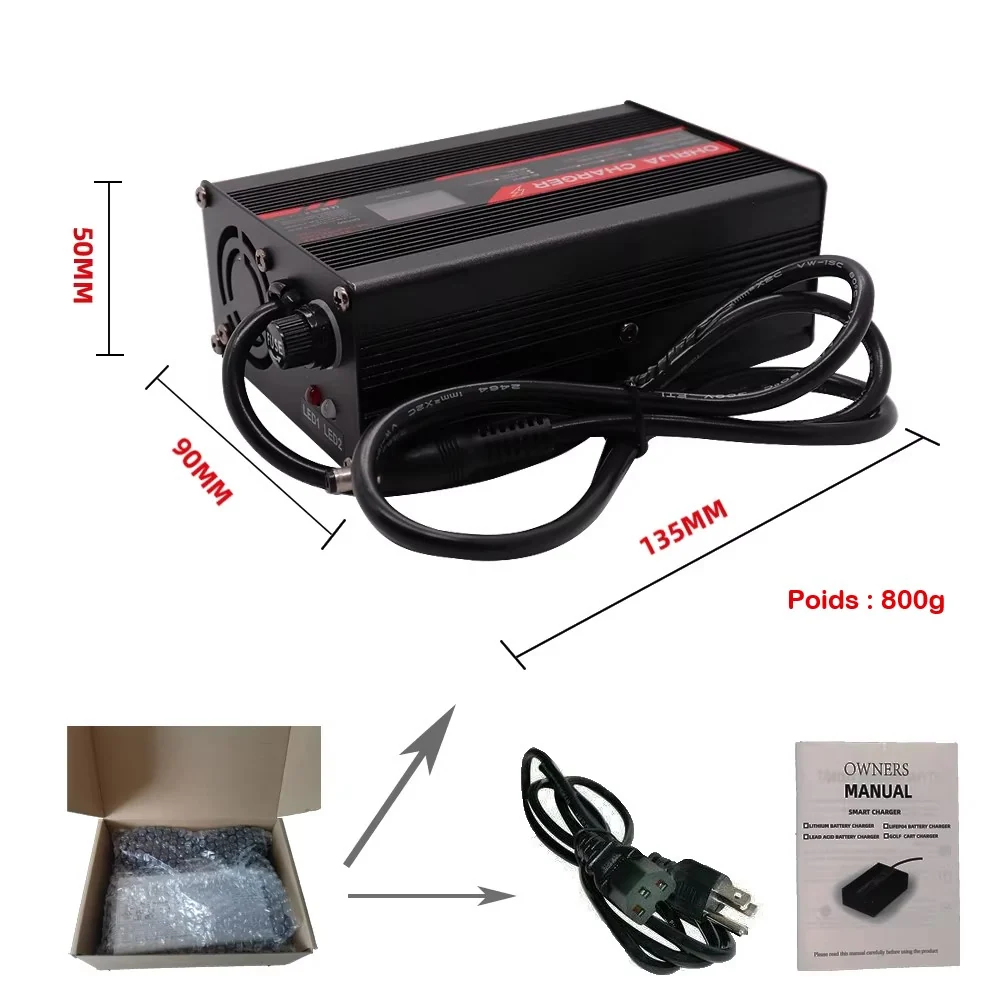 Chargeur de batterie de moto 54.6V 5A 220V Boutique biker