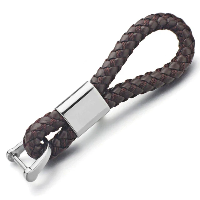 Porte clé moto en cuir tréssé Boutique biker