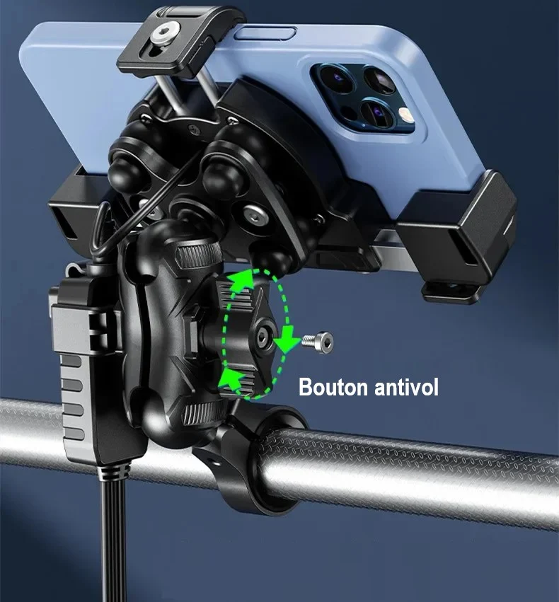 Support téléphone moto charge rapide Boutique biker