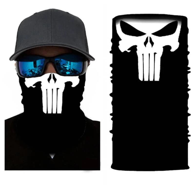 Tour de cou moto - Punisher blanc Boutique biker