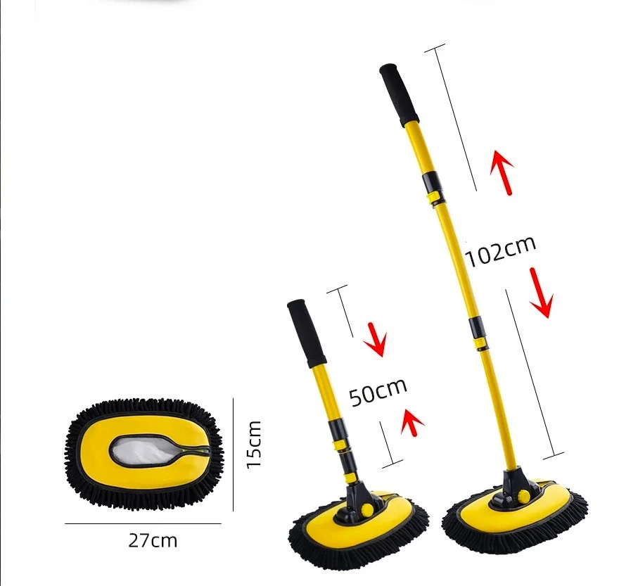 Brosse de lavage de voiture Premium en chenille – Télescopique 50-102 cm • Tête pivotante à 90° •