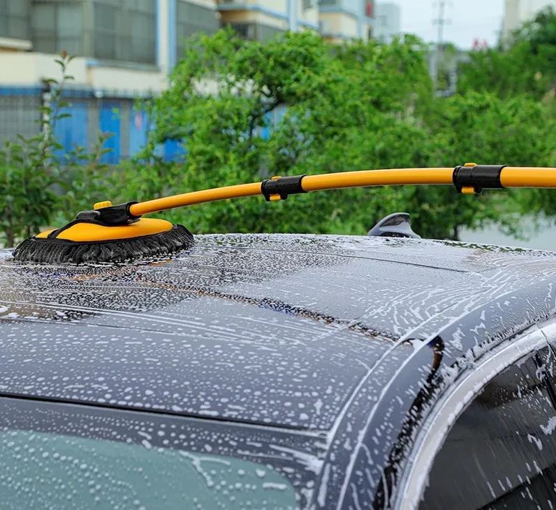 Brosse de lavage de voiture Premium en chenille – Télescopique 50-102 cm • Tête pivotante à 90° •