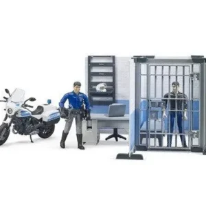 Poste de police Bworld avec moto de police BRUDER