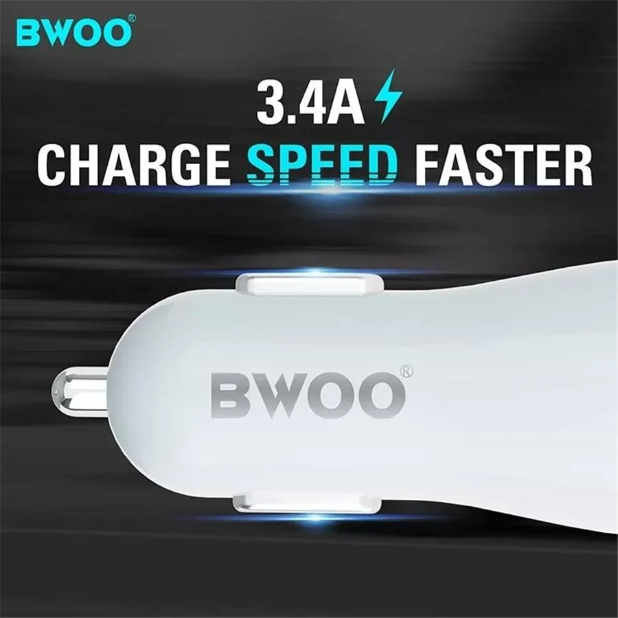 BWOO - Chargeur de Voiture avec 3 Ports USB, DC 12-24V, Sortie 5V 3.4A, Coque Ignifuge, Blanc
