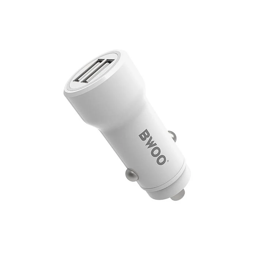 BWOO - Chargeur de Voiture avec 2 Ports USB, 12-24V, Sortie 18W + 5V 2.4A, Blanc