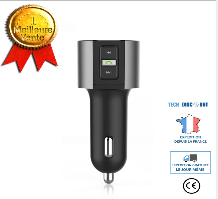 TD® C26S Transmetteur FM Bluetooth pour voiture,Récepteur sans fil Bluetooth -Car Lecteur MP3 Adaptateur radio Kit voiture...