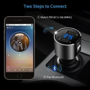 TD® C26S Transmetteur FM Bluetooth pour voiture,Récepteur sans fil Bluetooth -Car Lecteur MP3 Adaptateur radio Kit voiture...