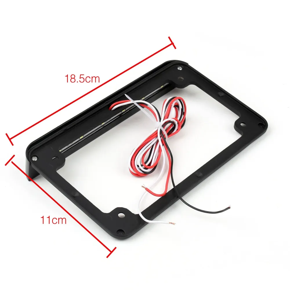 Cadre de plaque d'immatriculation universel pour moto 6LED avec feu stop arrière LED noir générique