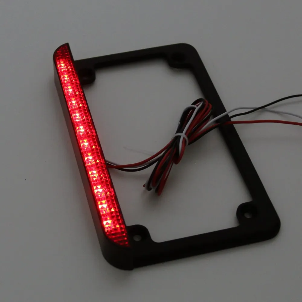 Cadre de plaque d'immatriculation universel pour moto 6LED avec feu stop arrière LED noir générique
