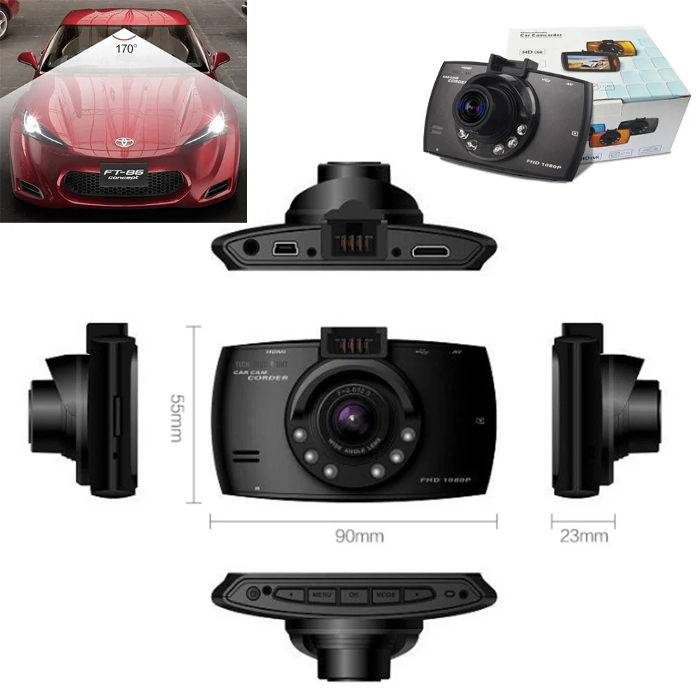 TD® camcorder camera de recul hd voiture wifi tableau de bord enregistrement boucle vision nocturne infrarouge détection m...