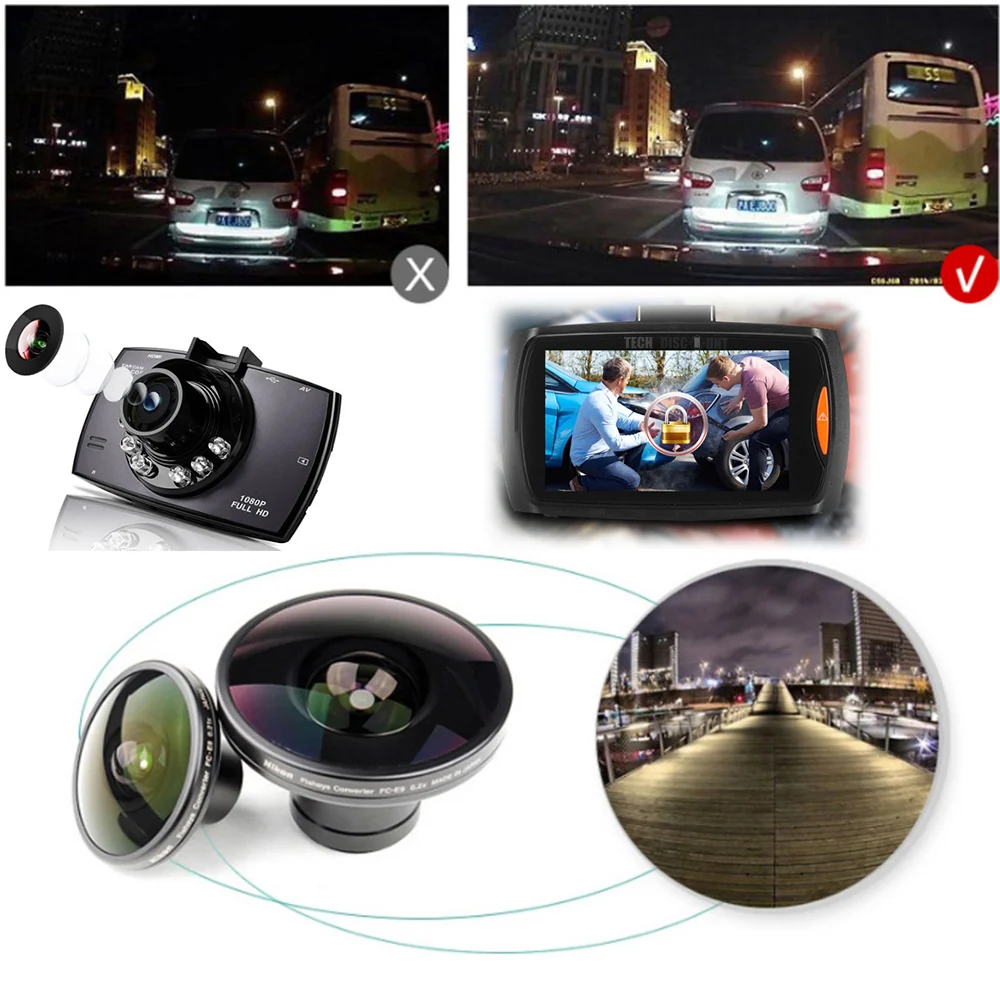 TD® camcorder camera de recul hd voiture wifi tableau de bord enregistrement boucle vision nocturne infrarouge détection m...