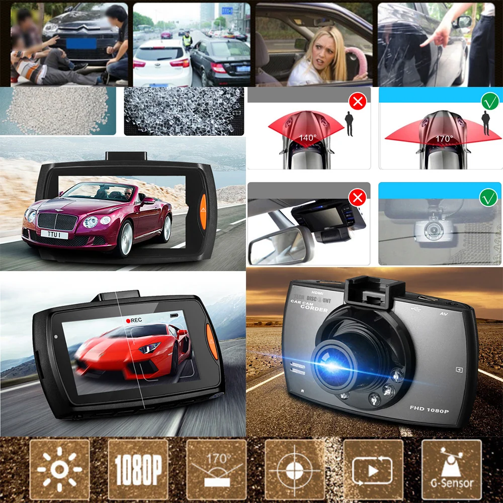 TD® camcorder camera de recul hd voiture wifi tableau de bord enregistrement boucle vision nocturne infrarouge détection m...