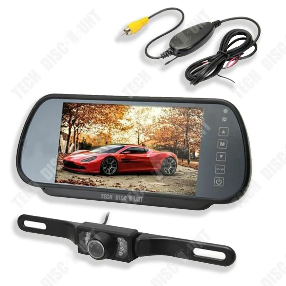 TD® Caméra de Recul 7" LCD TFT Moniteur Rétroviseur Caméra de Recul Sans Fil pour Voiture Automatique/