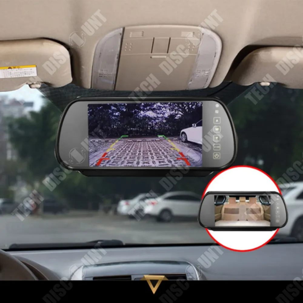 TD® Caméra de Recul 7" LCD TFT Moniteur Rétroviseur Caméra de Recul Sans Fil pour Voiture Automatique/