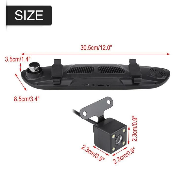 TD® Caméra de Recul 7 pouces de Voiture, Ecran Tactile Rétroviseur de Voiture, Vision Nocturne 1080 P Full HD / Haute qualité