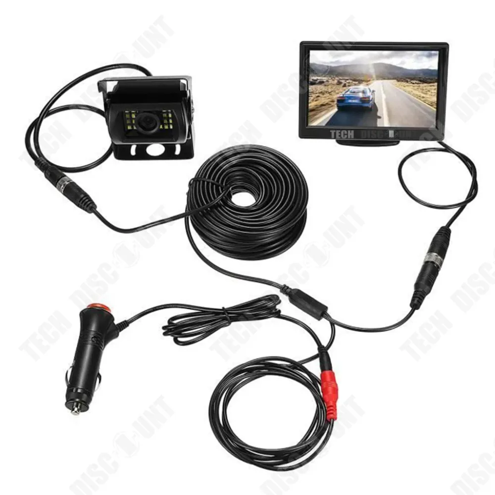 TD® Caméra de recul pour camion voiture bus automatique marche arrière affichage pivotable avec signal d'entrée hautement...