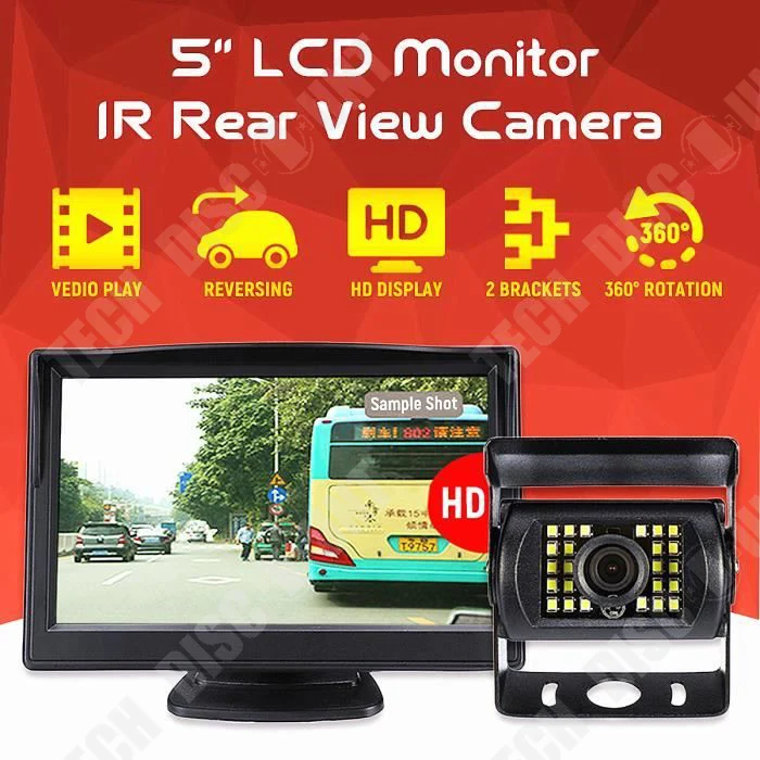 TD® Caméra de recul pour camion voiture bus automatique marche arrière affichage pivotable avec signal d'entrée hautement...