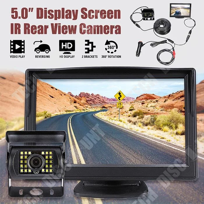 TD® Caméra de recul pour camion voiture bus automatique marche arrière affichage pivotable avec signal d'entrée hautement...