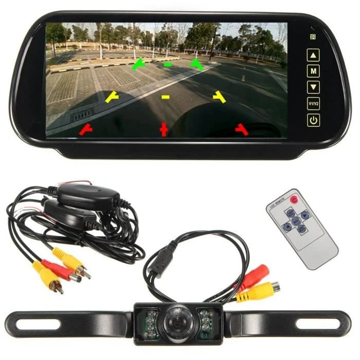 TD® Caméra de Recul Voiture Universel Infra Rouge/ Caméra Recul écran tactile Sans fil 7'' LCD Rétroviseur Miroir Arrière...