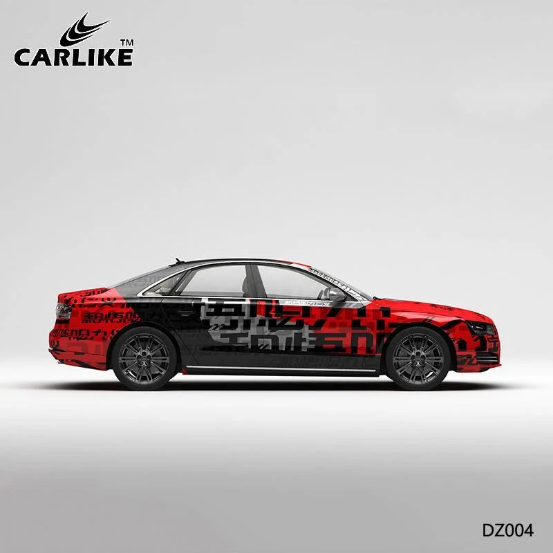 CARLIKE CL-DZ004 motif lettres rouges et noires impression de haute précision emballage en vinyle de voiture personnalisé...
