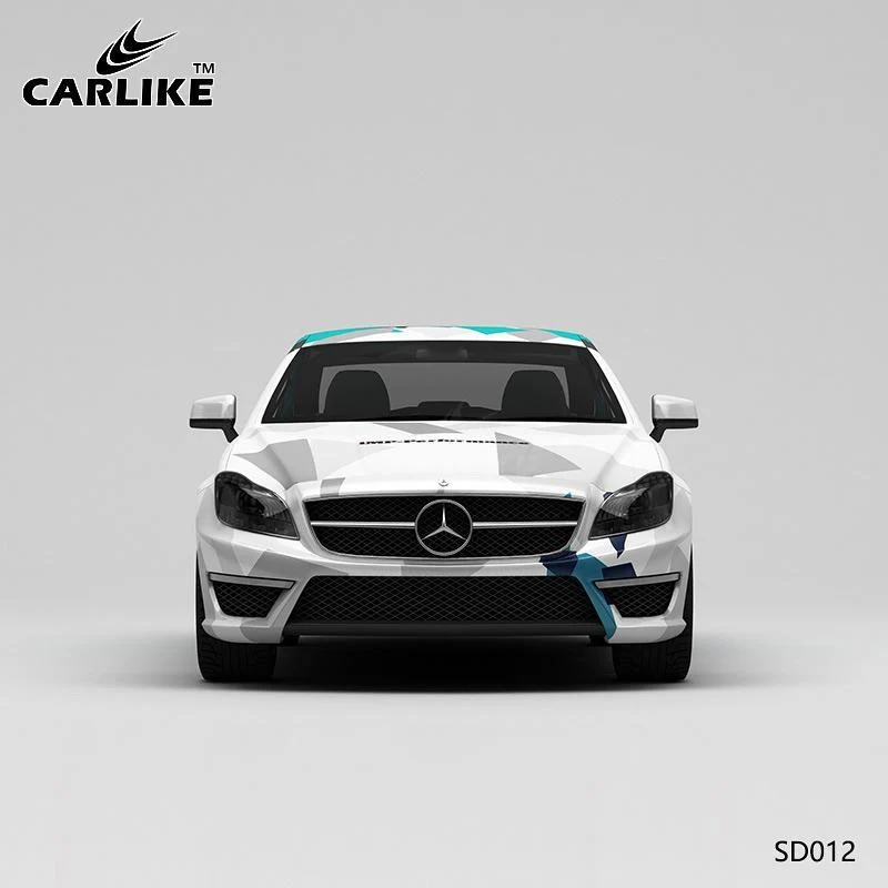 CARLIKE CL-SD012 motif bleu vert gris piste impression de haute précision housse de voiture en vinyle personnalisée CARLIK...
