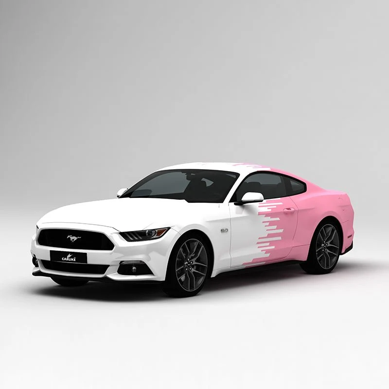 CARLIKE CL-WL002 motif lignes roses blanches impression de haute précision emballage en vinyle de voiture personnalisé CAR...