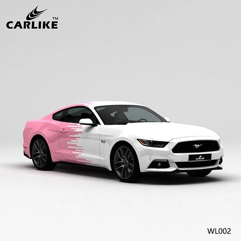 CARLIKE CL-WL002 motif lignes roses blanches impression de haute précision emballage en vinyle de voiture personnalisé CAR...
