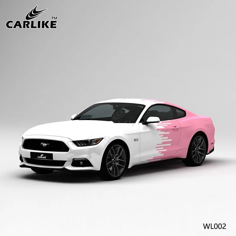 CARLIKE CL-WL002 motif lignes roses blanches impression de haute précision emballage en vinyle de voiture personnalisé CAR...