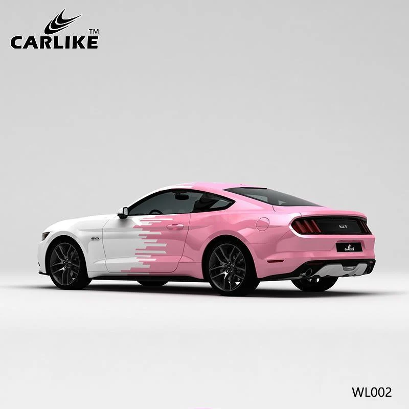 CARLIKE CL-WL002 motif lignes roses blanches impression de haute précision emballage en vinyle de voiture personnalisé CAR...