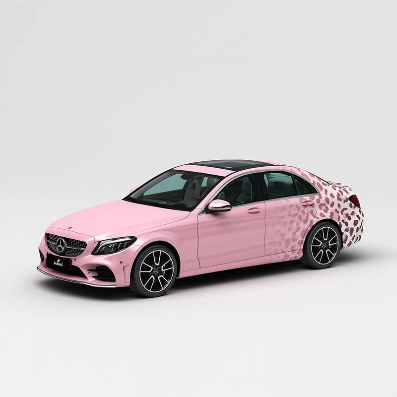 CARLIKE CL-WL012 motif dégradé rose léopard impression de haute précision personnalisé housse de voiture en vinyle CARLIKE...