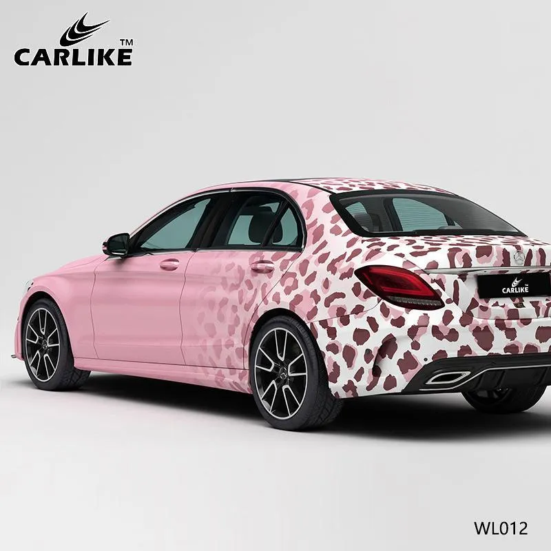 CARLIKE CL-WL012 motif dégradé rose léopard impression de haute précision personnalisé housse de voiture en vinyle CARLIKE...