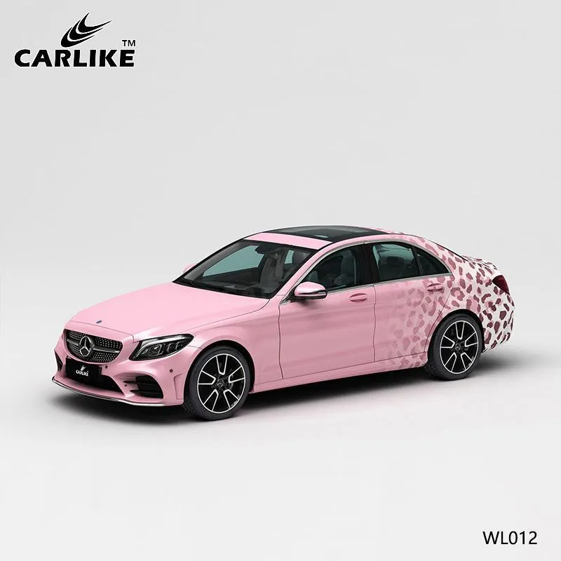 CARLIKE CL-WL012 motif dégradé rose léopard impression de haute précision personnalisé housse de voiture en vinyle CARLIKE...