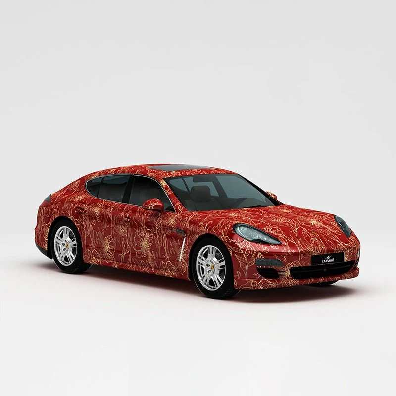 CARLIKE CL-WL016 motif rouge or fleur impression de haute précision personnalisé housse de voiture en vinyle CARLIKE Car W...