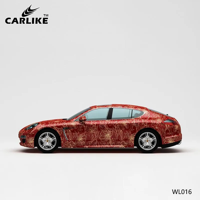 CARLIKE CL-WL016 motif rouge or fleur impression de haute précision personnalisé housse de voiture en vinyle CARLIKE Car W...