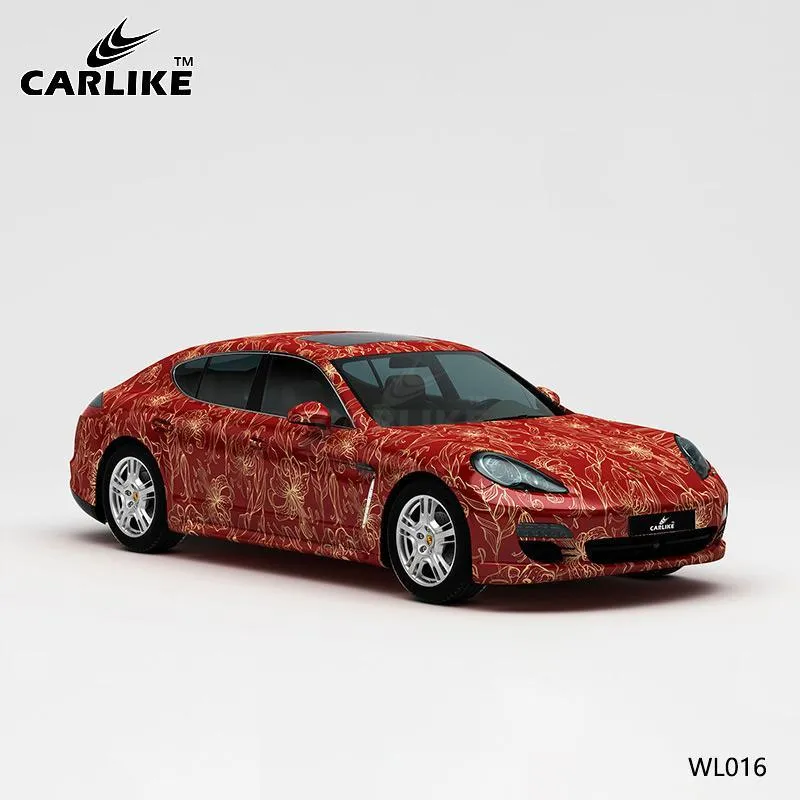 CARLIKE CL-WL016 motif rouge or fleur impression de haute précision personnalisé housse de voiture en vinyle CARLIKE Car W...