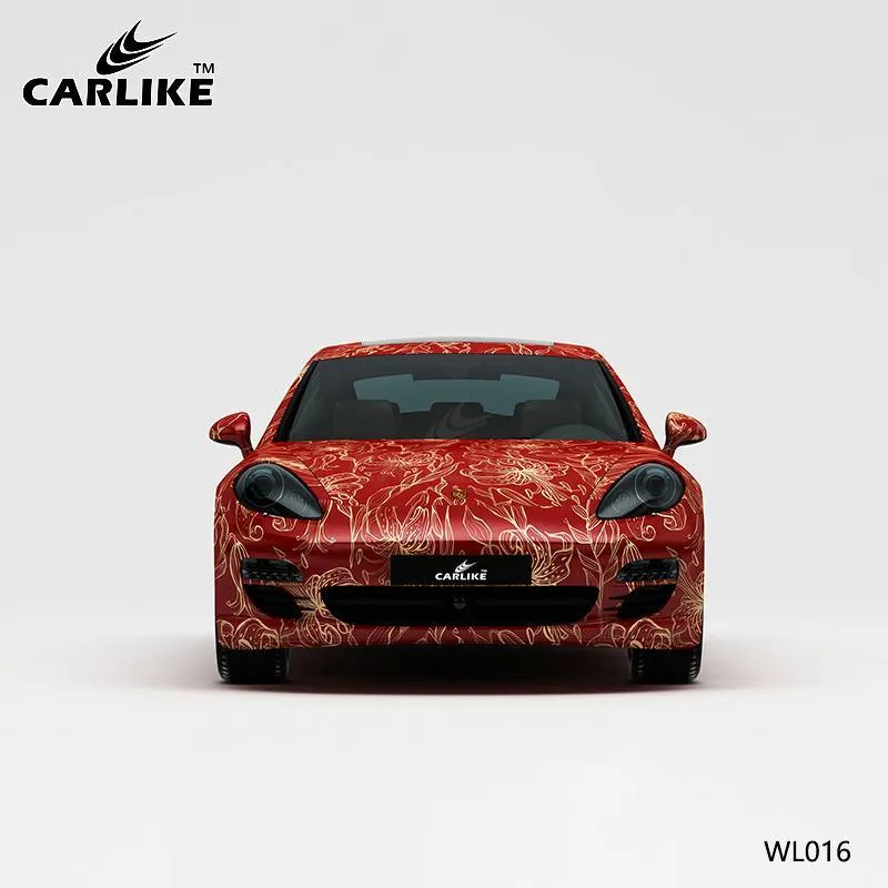 CARLIKE CL-WL016 motif rouge or fleur impression de haute précision personnalisé housse de voiture en vinyle CARLIKE Car W...