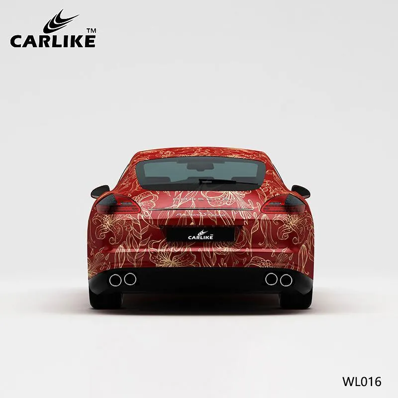 CARLIKE CL-WL016 motif rouge or fleur impression de haute précision personnalisé housse de voiture en vinyle CARLIKE Car W...