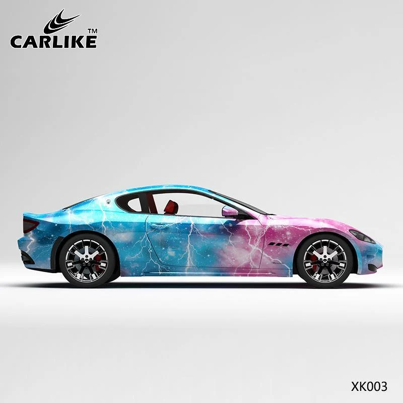 CARLIKE CL-XK003 motif rose bleu foudre ciel étoilé impression de haute précision housse de voiture en vinyle personnalisé...