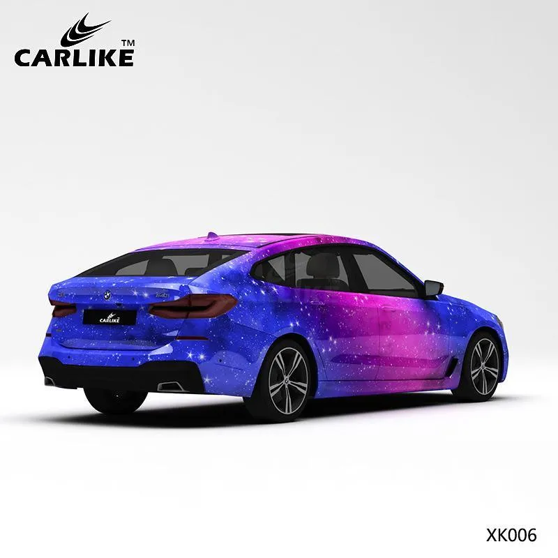 CARLIKE CL-XK006 motif bleu rose ciel étoilé impression de haute précision housse de voiture en vinyle personnalisée CARLI...